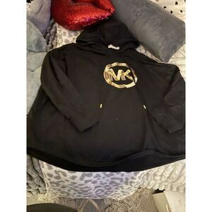 Michael kors MK plus size 3xl sequin circle logo hooded short/top